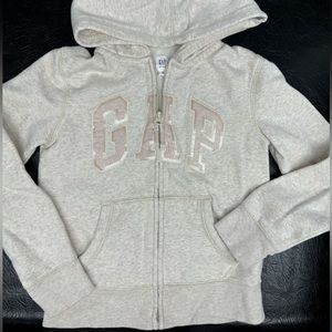 Gap girls grey logo sequin zip up hoodie size 8